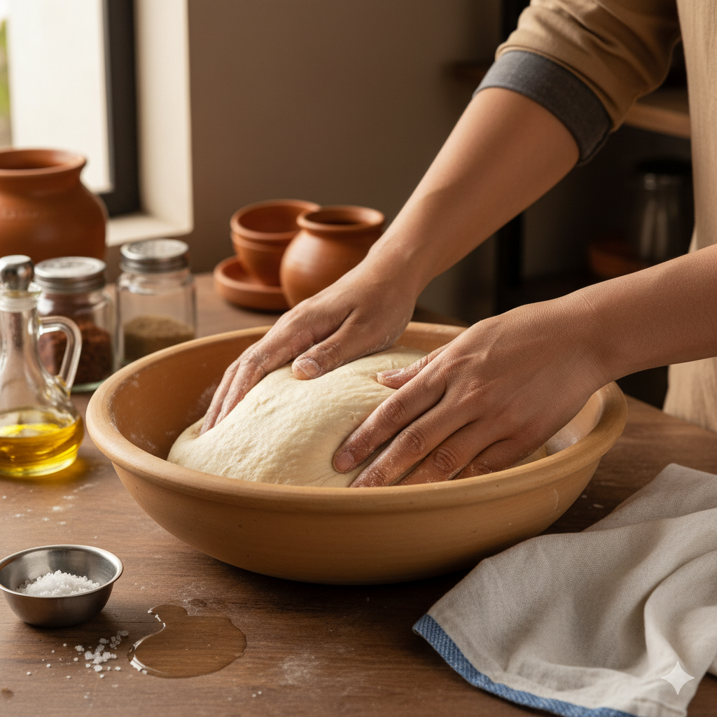 चरण 1: आटा गूंथना