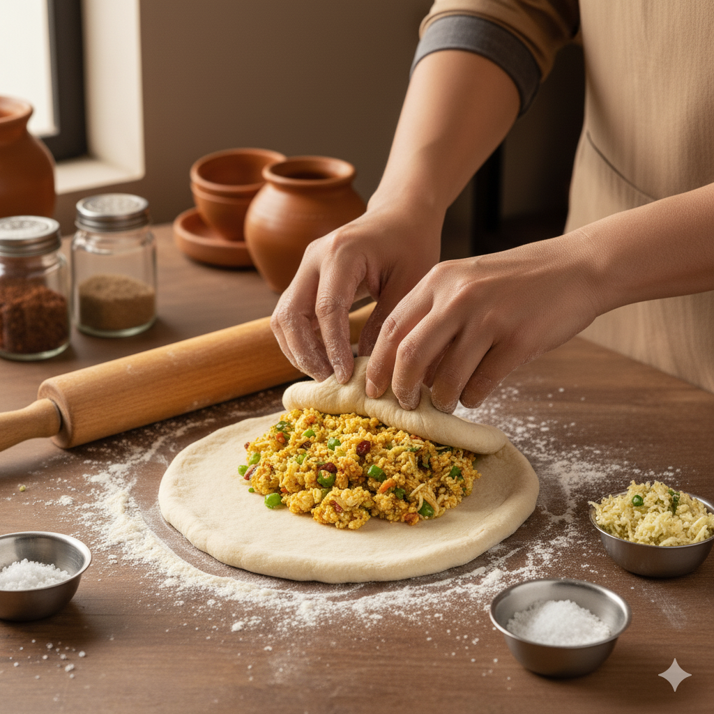 चरण 4: पराठे का आकार देना