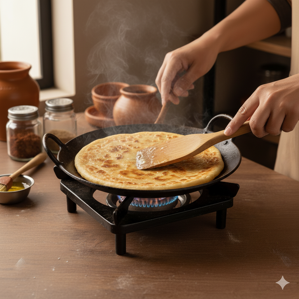 चरण 5: पराठा सेंकना